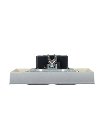 BRITE Розетка двойная с заземлением без защитных шторок 16А в сборе РС12-3-БрА алюминий IEK BR-R21-16-K47-F