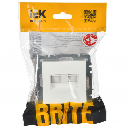 BRITE Розетка компьютерная двойная кат.5E RJ45 РК10-2-БрБ белый IEK BR-K20-1-K01