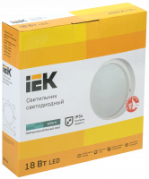 Светильник светодиодный ДПО 4004 18Вт IP54 4000K круг белый пластик IEK LDPO0-4004-18-4000-K01