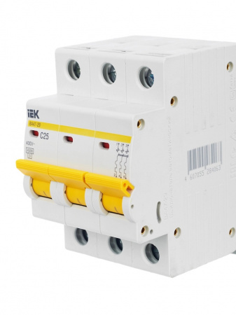Выключатель автоматический трехполюсный 25А C ВА47-29 4.5кА IEK MVA20-3-025-C