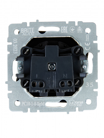 BRITE Розетка без заземления без защитных шторок 10А РС10-1-0-БрМ маренго IEK BR-R10-10-K35