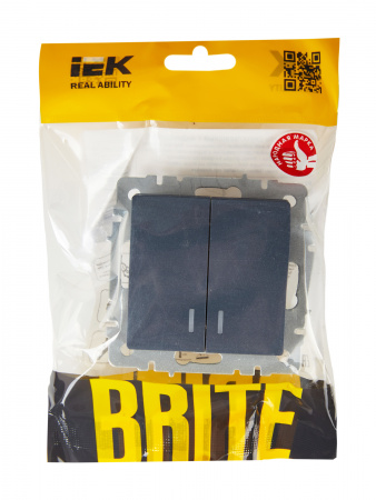 BRITE Выключатель двухклавишный с индикацией 10А ВС10-2-1-БрМ маренго IEK BR-V20-1-10-K35