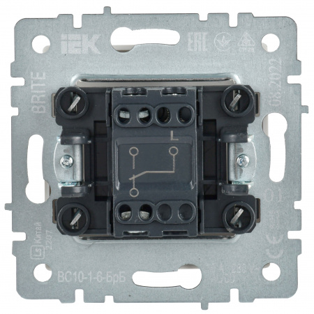 BRITE Выключатель одноклавишный проходной 10А ВС10-1-6-БрБ белый IEK BR-V12-0-10-K01