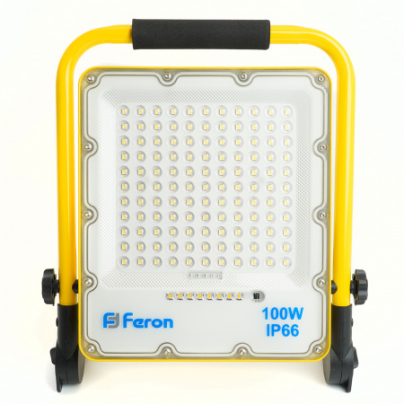 LL-952 48677 Прожектор светодиодный ДО-100w переносной аккумуляторный 6400K IP66 с зарядным устройством FERON 