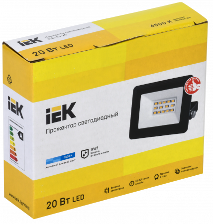 LPDO601-20-65-K02 Прожектор СДО 06-20 светодиодный черный IP65 6500K IEK 