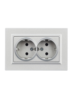 BRITE Розетка двойная с заземлением с защитными шторками 16А в сборе РСш12-3-БрА алюминий IEK BR-R24-16-K47-F