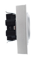 BRITE Розетка двойная с заземлением с защитными шторками 16А в сборе РСш12-3-БрА алюминий IEK BR-R24-16-K47-F