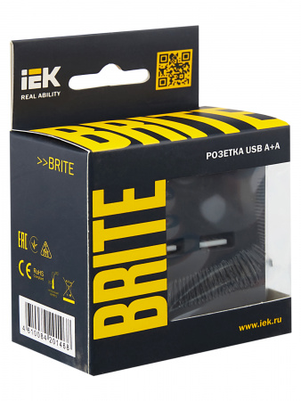 BRITE Розетка USB A+A 3.1А РЮ10-1-БрГ графит IEK BR-U21-D31-K53
