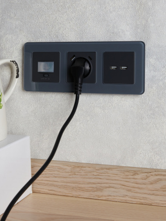 BRITE Розетка USB A+A 3.1А РЮ10-1-БрГ графит IEK BR-U21-D31-K53