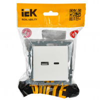 BRITE Розетка USB A+C 18Вт РЮ11-1-БрБ белый IEK BR-U22-018-K01