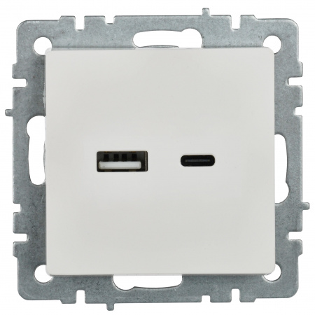 BRITE Розетка USB A+C 18Вт РЮ11-1-БрБ белый IEK BR-U22-018-K01