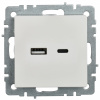 BRITE Розетка USB A+C 18Вт РЮ11-1-БрБ белый IEK BR-U22-018-K01