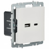 BRITE Розетка USB A+C 18Вт РЮ11-1-БрБ белый IEK BR-U22-018-K01