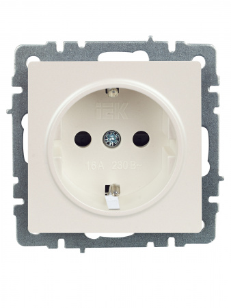 BRITE Розетка с заземлением с защитными шторками 16А РС14-1-0-БрЖ жемчуг IEK BR-R14-16-K36