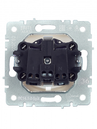 BRITE Розетка с заземлением с защитными шторками 16А РС14-1-0-БрЖ жемчуг IEK BR-R14-16-K36