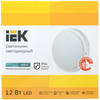 Светильник светодиодный ДПО 4002 12Вт IP54 4000K круг белый пластик IEK LDPO0-4002-12-4000-K01