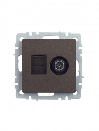 BRITE Розетка двойная TV+RJ45 кат.5E РТВ/РК12-БрТБ темная бронза IEK BR-AK20-1-K45
