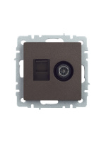 BRITE Розетка двойная TV+RJ45 кат.5E РТВ/РК12-БрТБ темная бронза IEK BR-AK20-1-K45