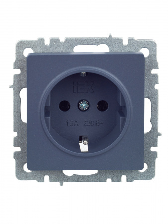 BRITE Розетка с заземлением без защитных шторок 16А РС11-1-0-БрМ маренго IEK BR-R11-16-K35