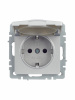 BRITE Розетка с заземлением с защитными шторками и крышкой 16А IP44 РСбш10-3-44-БрА алюминий IEK BR-R16-16-44-K47