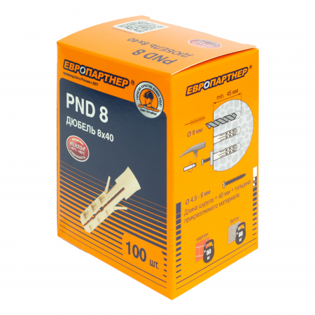 76082040 Дюбель нейлоновый PND-8 8х40мм (100шт) Европартнер 