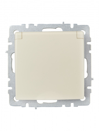 BRITE Розетка с заземлением с защитными шторками и крышкой 16А IP20 РСбш10-3-БрКр бежевый IEK BR-R16-16-K10