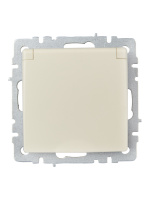 BRITE Розетка с заземлением с защитными шторками и крышкой 16А IP20 РСбш10-3-БрКр бежевый IEK BR-R16-16-K10