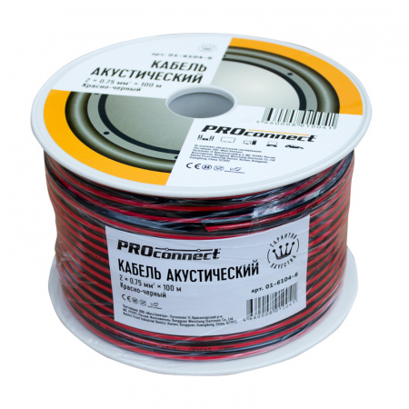 01-6104-6 Кабель акустический ШВПМ PROconnect 2х0.75 кв.мм, красно-черный, 100 м REXANT 