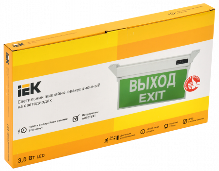 LSSA0-2101-3-20-K03 Светильник аварийный ССА 2101 3Вт 3ч ВЫХОД-EXIT IP20 IEK 