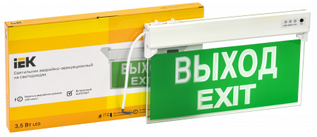 LSSA0-2101-3-20-K03 Светильник аварийный ССА 2101 3Вт 3ч ВЫХОД-EXIT IP20 IEK 