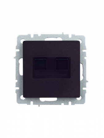 BRITE Розетка двойная RJ11+RJ45 кат.5E РК/Т12-БрЧ черный IEK BR-KT20-O-1-K02