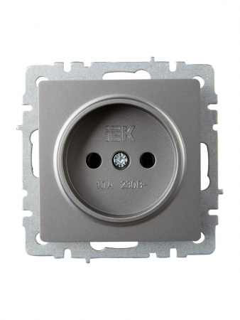 BRITE Розетка без заземления без защитных шторок 10А РС10-1-0-БрС сталь IEK BR-R10-10-K46