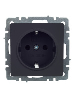 BRITE Розетка с заземлением без защитных шторок 16А РС11-1-0-БрГ графит IEK BR-R11-16-K53