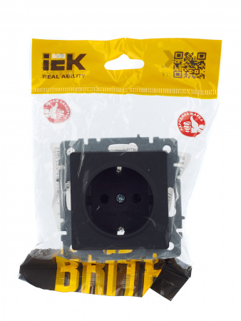 BRITE Розетка с заземлением без защитных шторок 16А РС11-1-0-БрГ графит IEK BR-R11-16-K53