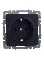 BRITE Розетка с заземлением без защитных шторок 16А РС11-1-0-БрЧ черный IEK BR-R11-16-K02