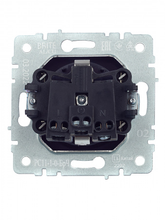 BRITE Розетка с заземлением без защитных шторок 16А РС11-1-0-БрЧ черный IEK BR-R11-16-K02