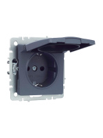 BRITE Розетка с заземлением с защитными шторками и крышкой 16А IP20 РСбш10-3-БрМ маренго IEK BR-R16-16-K35