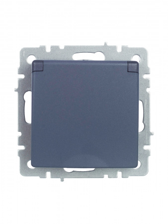 BRITE Розетка с заземлением с защитными шторками и крышкой 16А IP20 РСбш10-3-БрМ маренго IEK BR-R16-16-K35