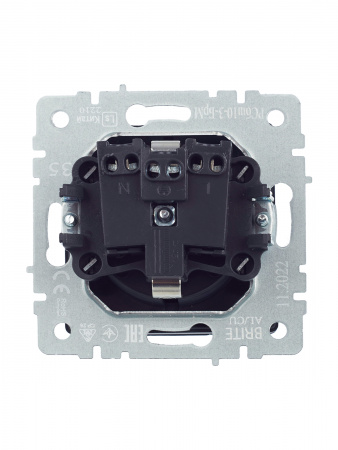 BRITE Розетка с заземлением с защитными шторками и крышкой 16А IP20 РСбш10-3-БрМ маренго IEK BR-R16-16-K35