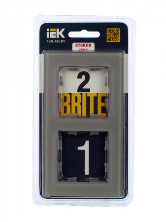 BRITE Рамка 2 поста РУ-2-2-БрД стекло дымчатый IEK BR-M22-G-K30