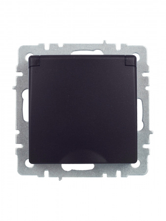 BRITE Розетка с заземлением с защитными шторками и крышкой 16А IP44 РСбш10-3-44-БрЧ черный IEK BR-R16-16-44-K02