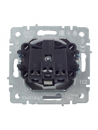 BRITE Розетка с заземлением с защитными шторками и крышкой 16А IP44 РСбш10-3-44-БрЧ черный IEK BR-R16-16-44-K02