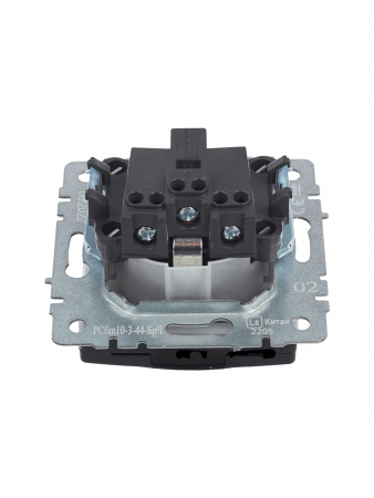 BRITE Розетка с заземлением с защитными шторками и крышкой 16А IP44 РСбш10-3-44-БрЧ черный IEK BR-R16-16-44-K02