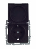 BRITE Розетка с заземлением с защитными шторками и крышкой 16А IP44 РСбш10-3-44-БрЧ черный IEK BR-R16-16-44-K02