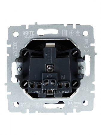 BRITE Розетка с заземлением с защитными шторками и крышкой 16А IP20 РСбш10-3-БрЧ черный IEK BR-R16-16-K02