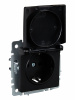 BRITE Розетка с заземлением с защитными шторками и крышкой 16А IP20 РСбш10-3-БрЧ черный IEK BR-R16-16-K02