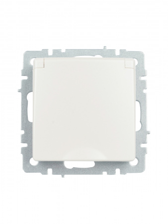 BRITE Розетка с заземлением с защитными шторками и крышкой 16А IP20 РСбш10-3-БрЖ жемчуг IEK BR-R16-16-K36