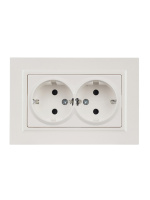 BRITE Розетка двойная с заземлением с защитными шторками 16А в сборе РСш12-3-БрЖ жемчуг IEK BR-R24-16-K36-F