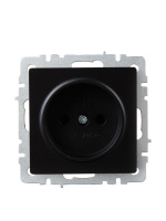 BRITE Розетка без заземления без защитных шторок 10А РС10-1-0-БрЧ черный IEK BR-R10-10-K02