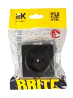BRITE Розетка без заземления без защитных шторок 10А РС10-1-0-БрЧ черный IEK BR-R10-10-K02